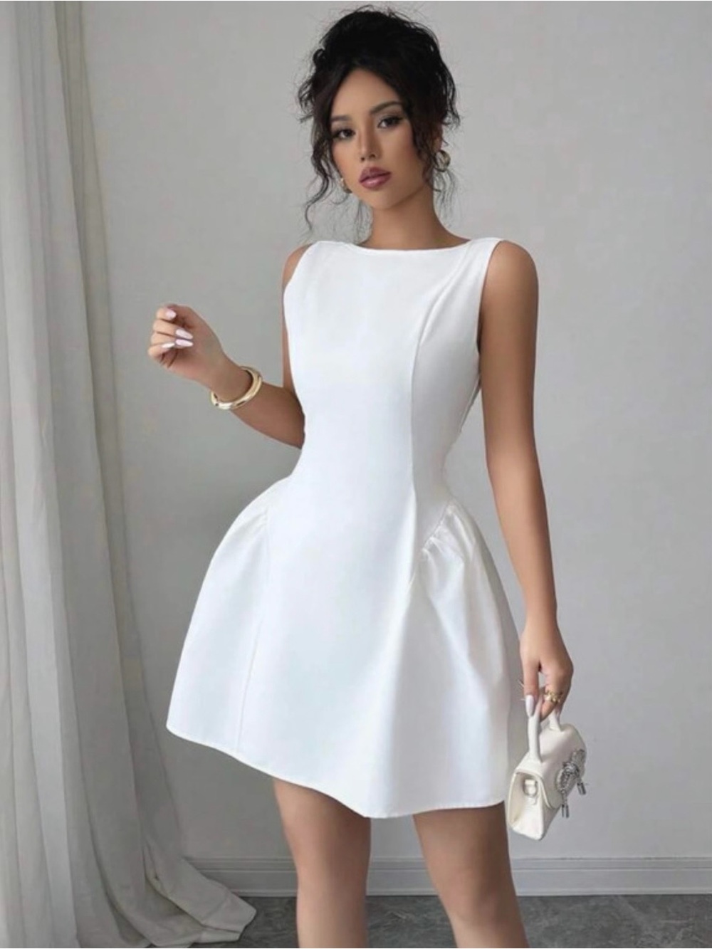 SHEIN White Sleeveless Mini A-Line Dress